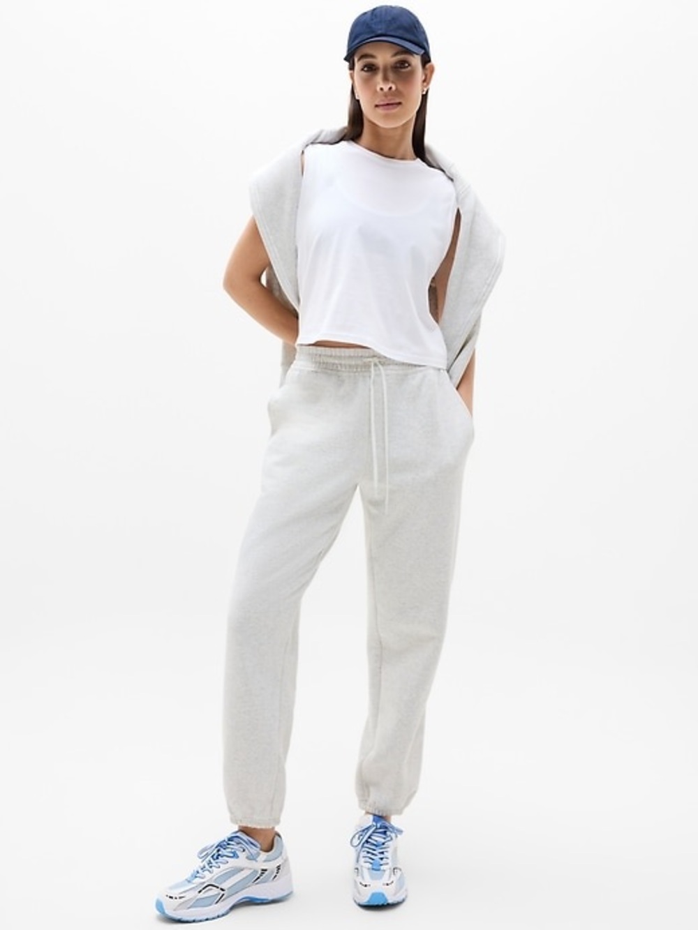 ATHLETA Forever Fleece High Rise Jogger  L Large Gray Lounge Airport Travel